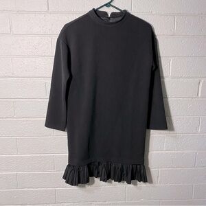 Revolve Blaque Label XS High Neck Ruffle Hem Shift Dress in Black Minimalist